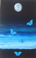 Imaginary horizons - moonlight and butterflies by Artist Mandy Kay